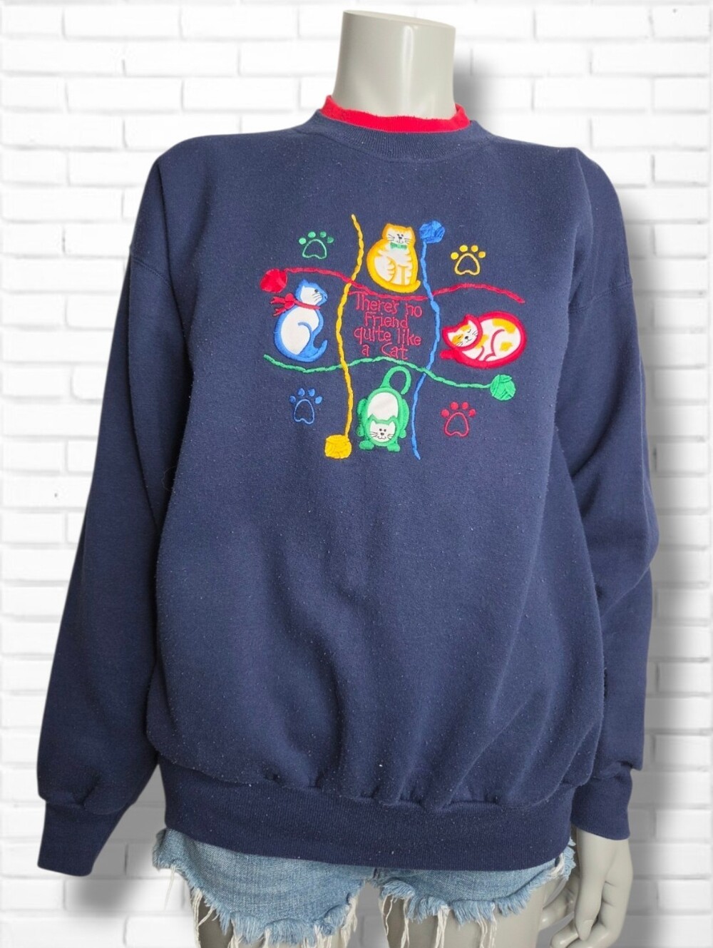 Vintage MC Sportswear Size M/L Crazy Cat Lady Crewneck Sweater